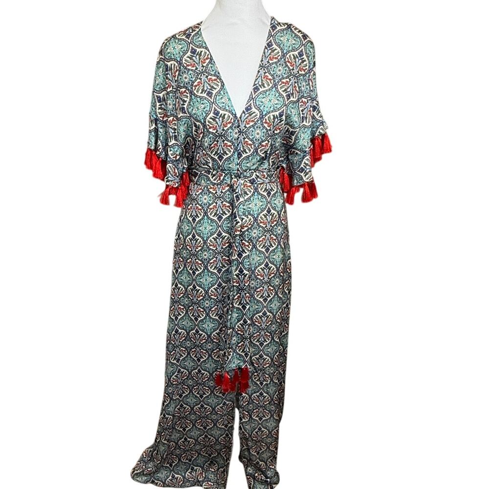 Anthropologie Sachin & Babi Maxi Dress size 0 Tassel V-Neck Fit and Flare NWT